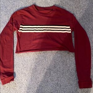 Maroon long sleeve crop top